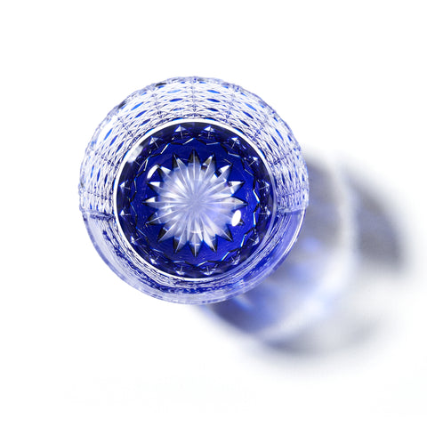 江戸切子 伝統工芸士 木村泰典 作 富嶽三十六景「神奈川沖波裏」に菊籠