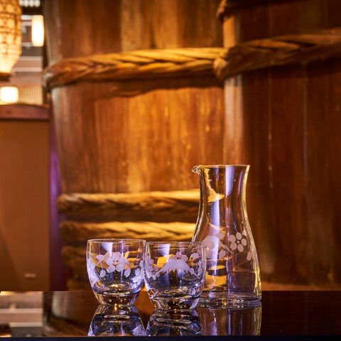 江戸切子 富士山に桜 冷酒器揃 透き ｜江戸切子グラスならTABLEAU