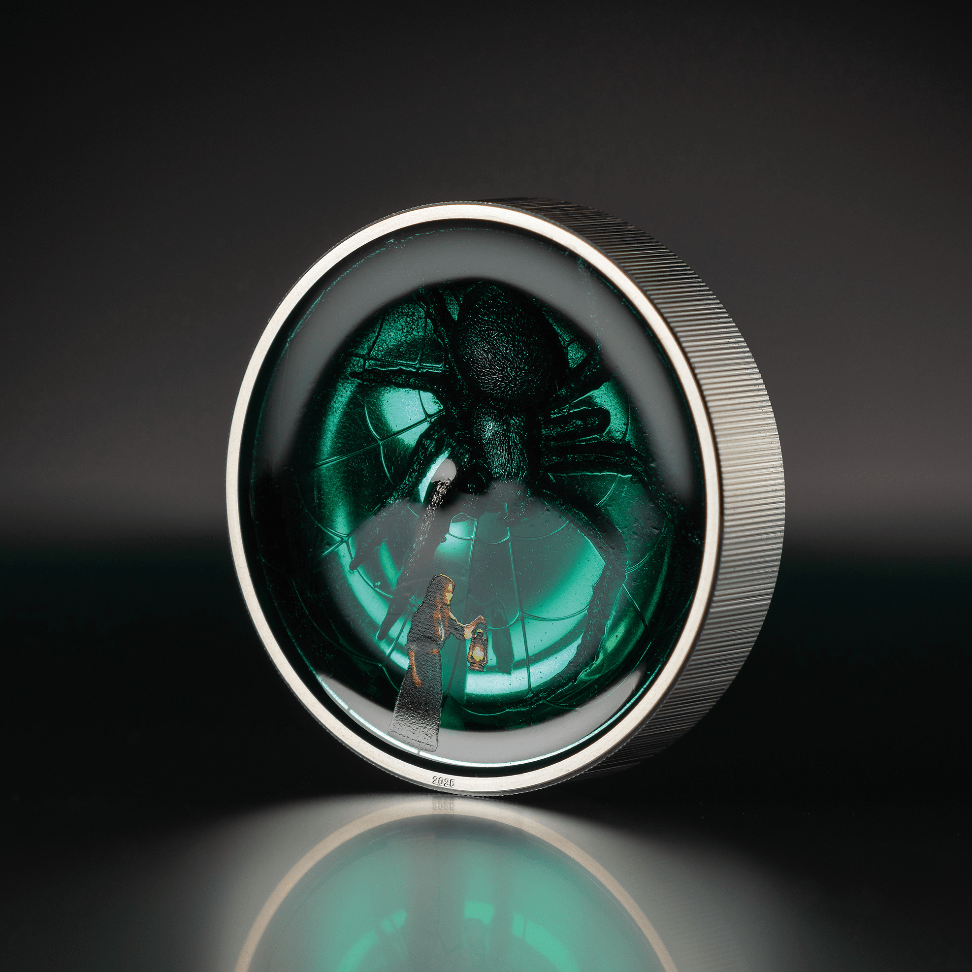 クック諸島 2025年 クモ恐怖症 10ドルカラー銀貨エナメル付 プルーフ