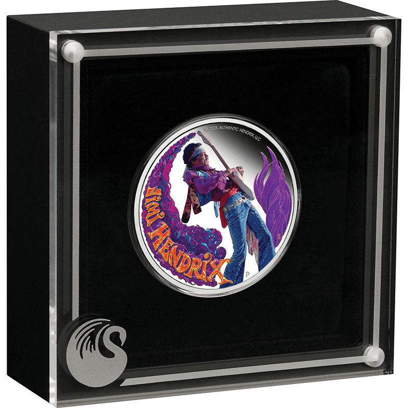 ツバル 2025年 ジミ・ヘンドリックス(TM) 1ドルカラー銀貨 プルーフ