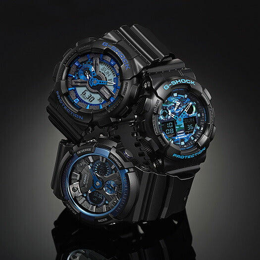 G-SHOCK GA-100CB-1AJF メンズ アナデジ ブラック ブルー 迷彩 – THE