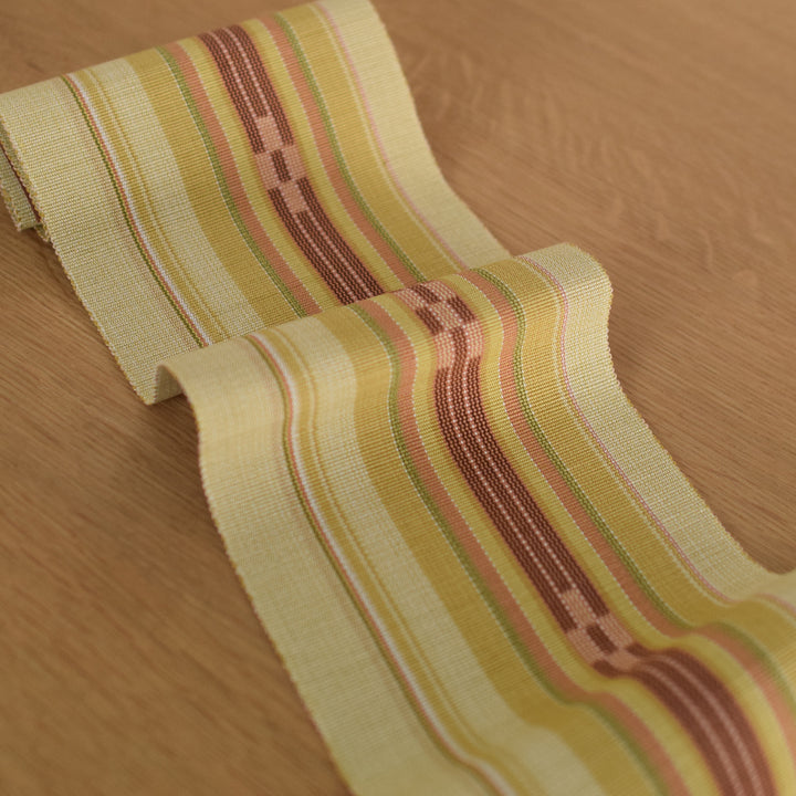 八重山みんさー ミンサー半幅帯 単品 草木染 マスタード 】 手織り