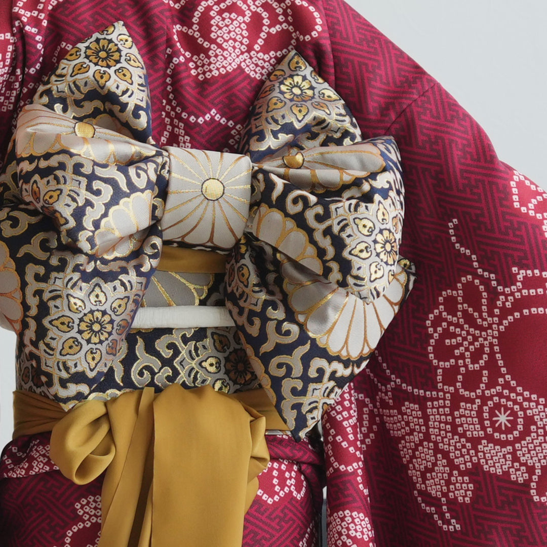 七五三着物 7歳 女の子 着物セット】販売品 四つ身 えんじの絞り柄