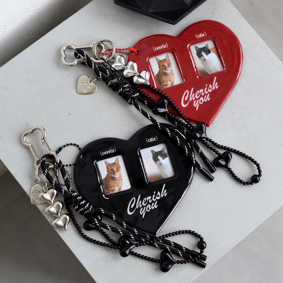 バッグチャーム ハートモチーフ】ビッグ キーホルダー 好きな写真を