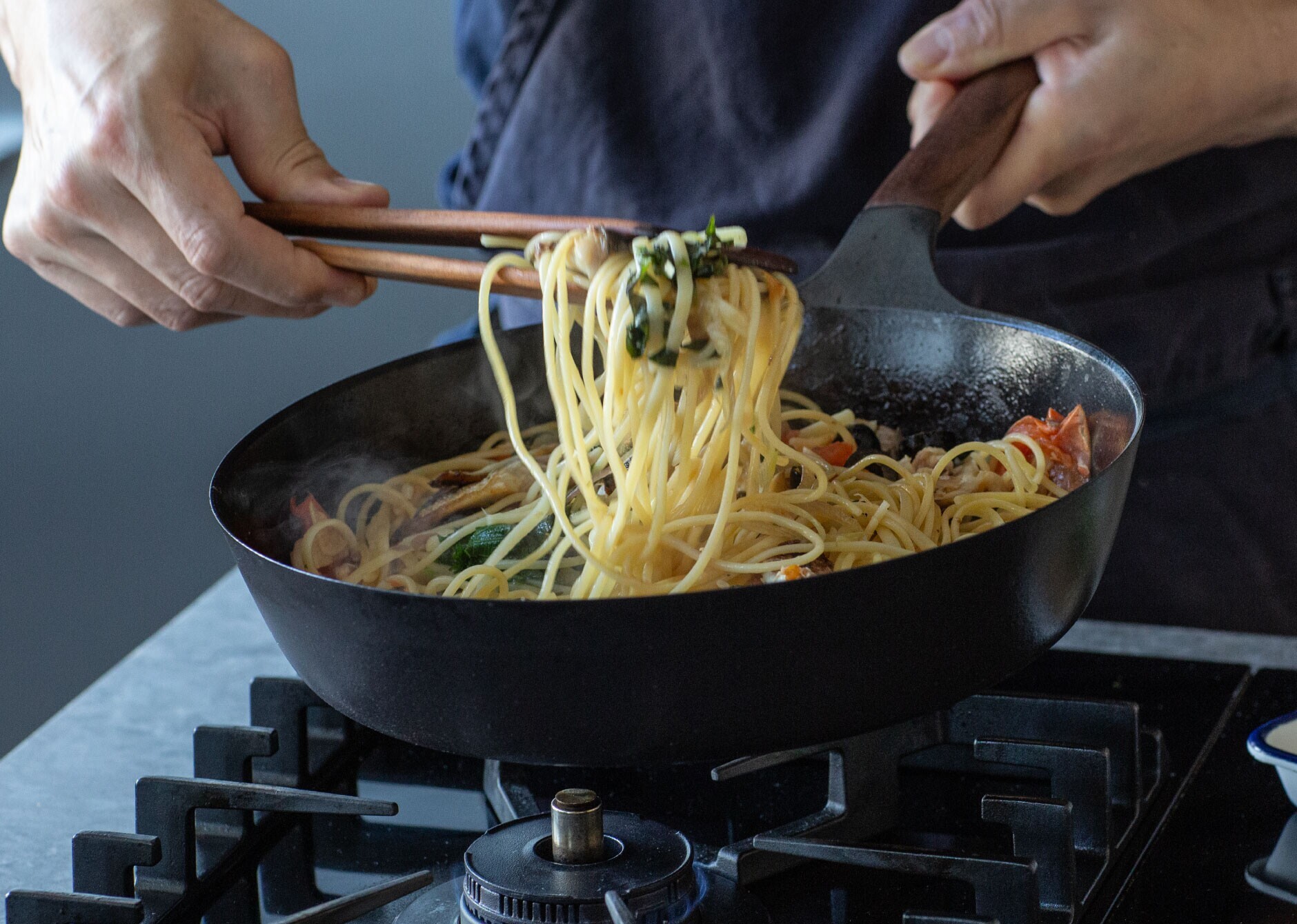 フライパン 28cm DEEP 【ガラスリッドセット】[オーク