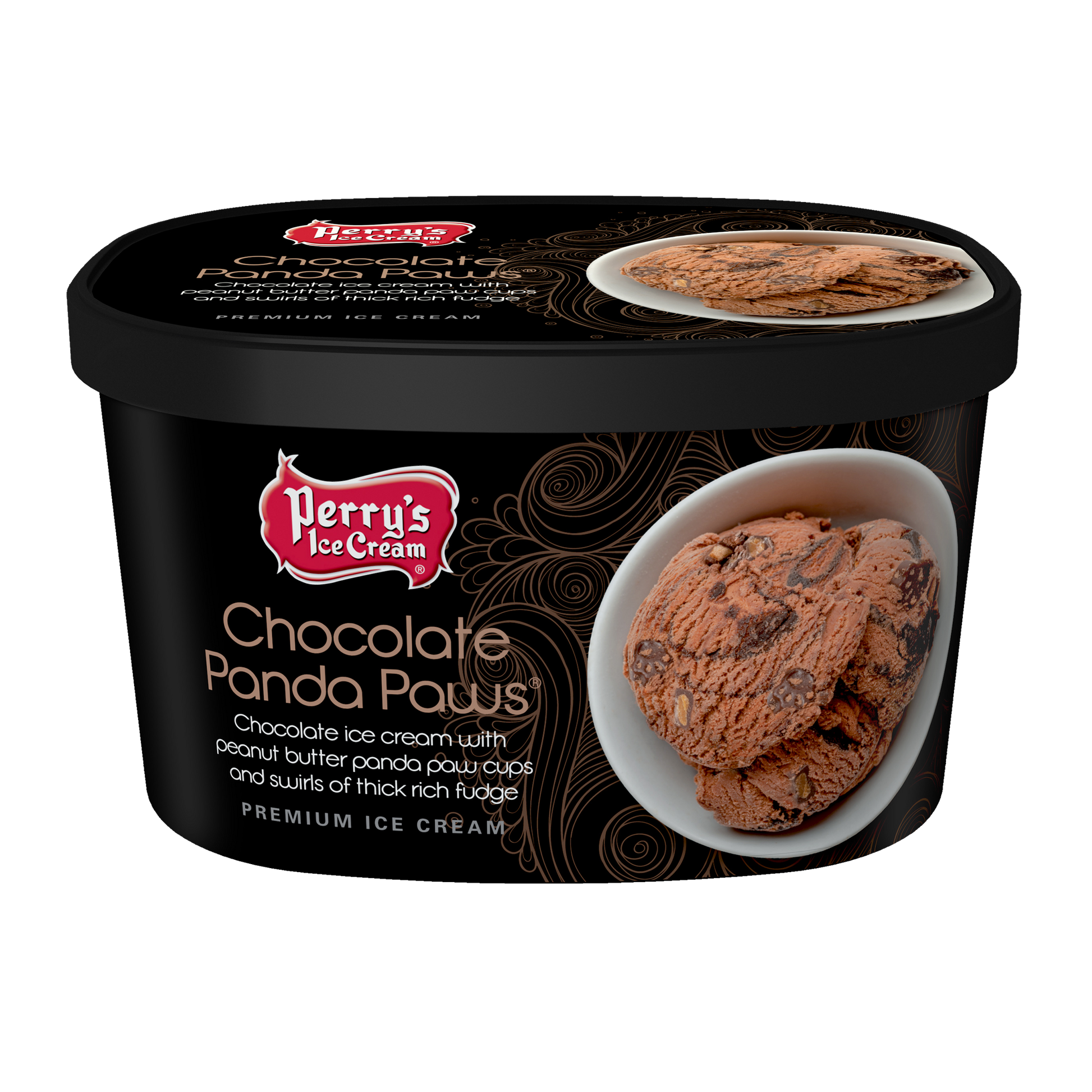 Chocolate Panda Paws®- (4 PACK) 48oz CARTON | Perry's Ice Cream