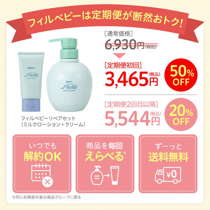 定期便・初回50％OFF＞フィルベビーリペアセット（ミルクローション＋