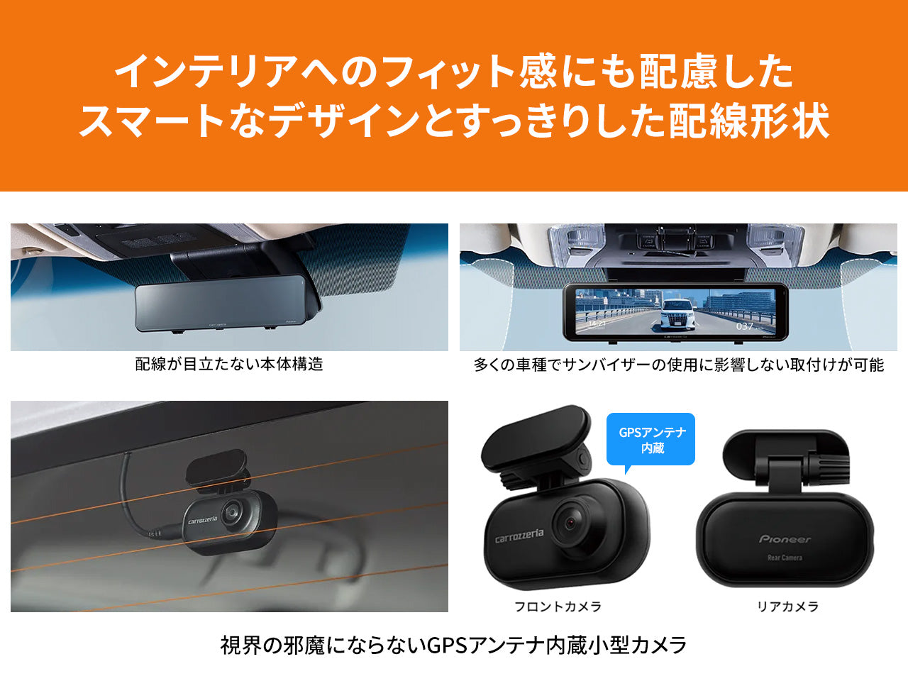 前後2カメラ 370万画素高画質 デジタルミラー型ドライブレコーダー