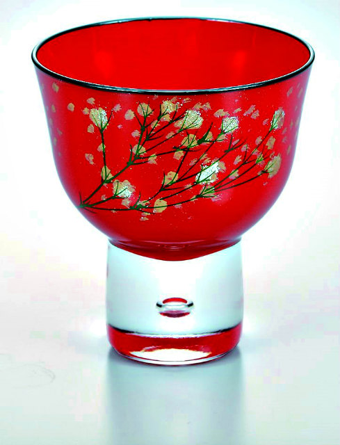 楽天市場】会津塗 漆芸ガラスぐい呑み かすみ草 黒内朱《酒器として