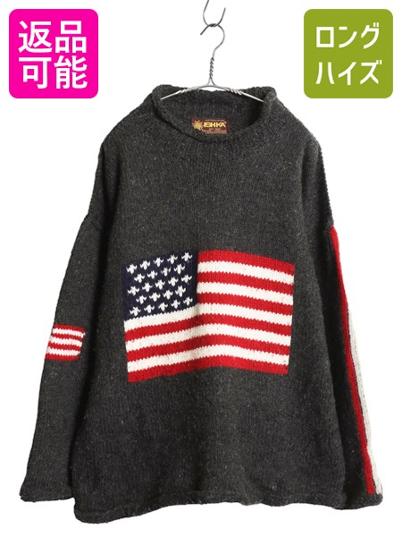 楽天市場】手編み エクアドル製 ☆ ISHKA ロールネック 両面 花 ウール