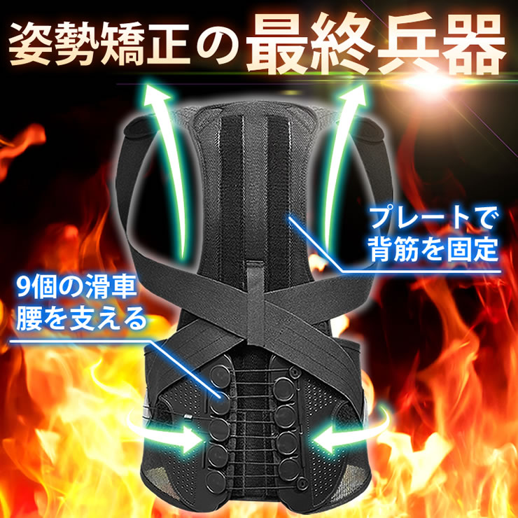 楽天市場】背中と腰をWサポート！9個の滑車で超強力！骨盤ベルト 猫背