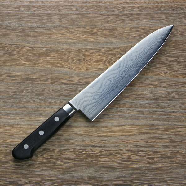 楽天市場】牛刀 両刃 210mmステン＆ニッケル 63層鋼 ダマスカス模様