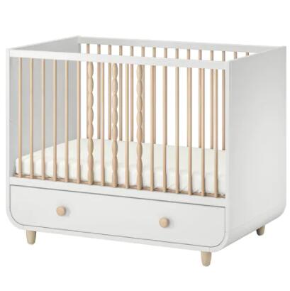 IKEAイケアMYLLRA ミルラ ベビーベッド 引き出し付き, ホワイト60x120