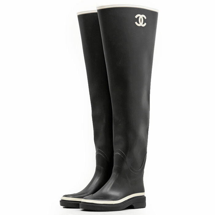 楽天市場】CHANEL シャネル レインブーツ 長靴 レディース ラバー