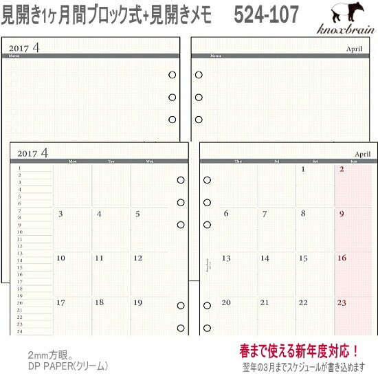 楽天市場】システム手帳 リフィル 2026年 A5 6穴 月間ブロック