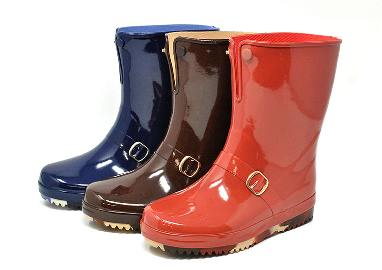 楽天市場】レディース レインブーツ 前ボタン 長靴 ゴム長靴 レイン