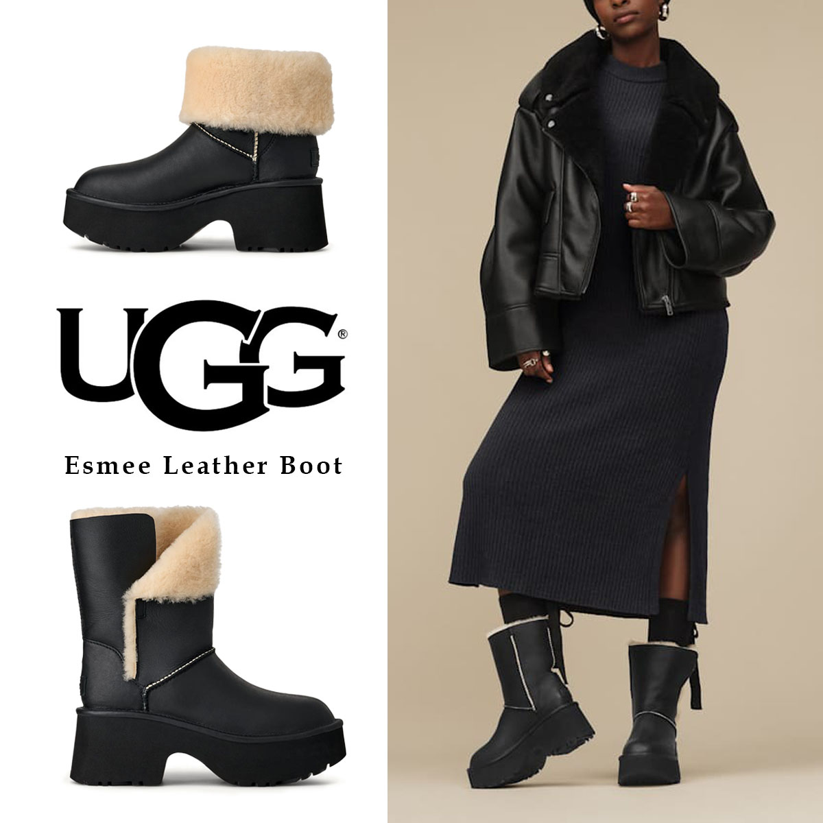 楽天市場】UGG WOMENS ESMEE LEATHER BOOT 1172590 アグ ウィメンズ