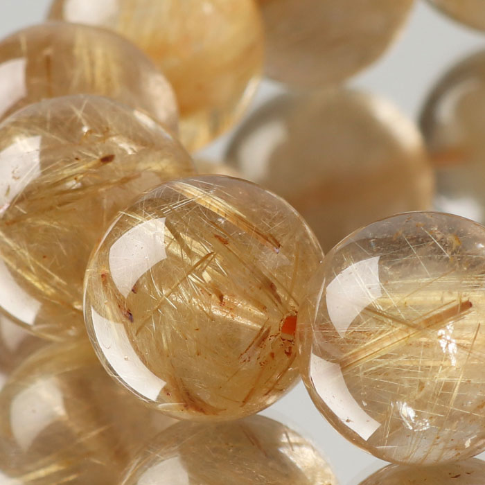 無着色の針 ゴールドルチルブレスレット ルチルクォーツ 9-13 無着色の