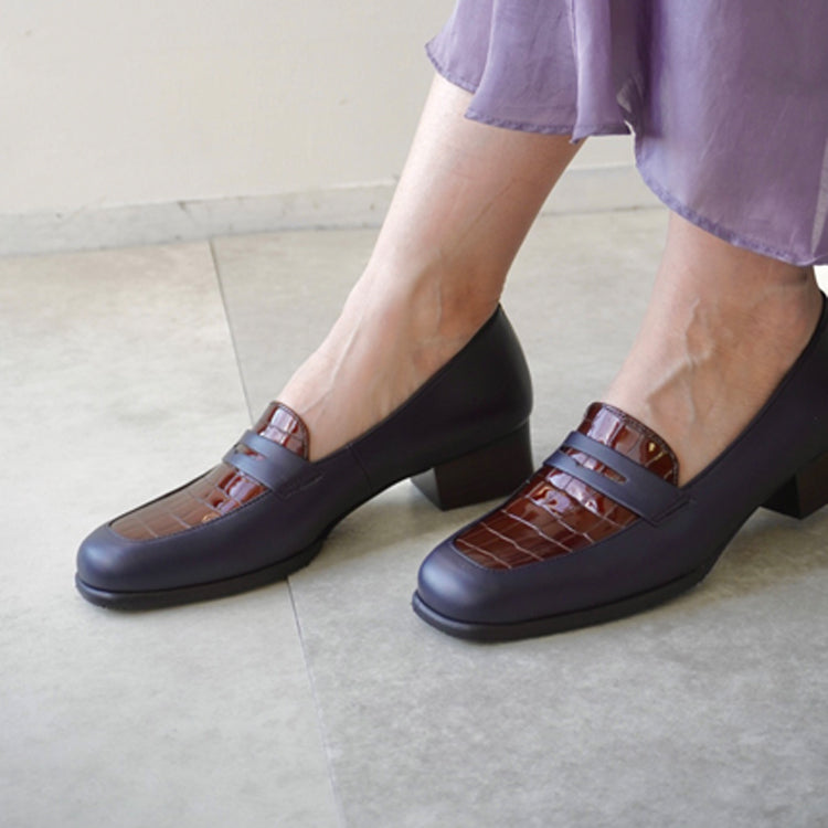 z553nvbr コンビローファー／ネイビー×ブラウンクロコエナメル – ZUCCOTTO