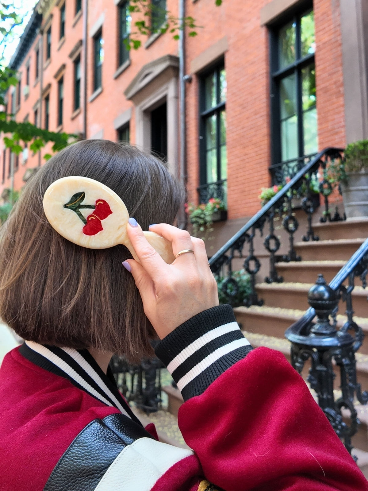 Cherry Hair Brush & Claw Clip Set