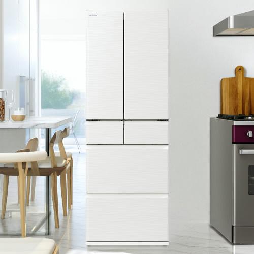 日立 6ドア 冷蔵庫 フレンチドア まるごとチルド R-HW49V W ピュア