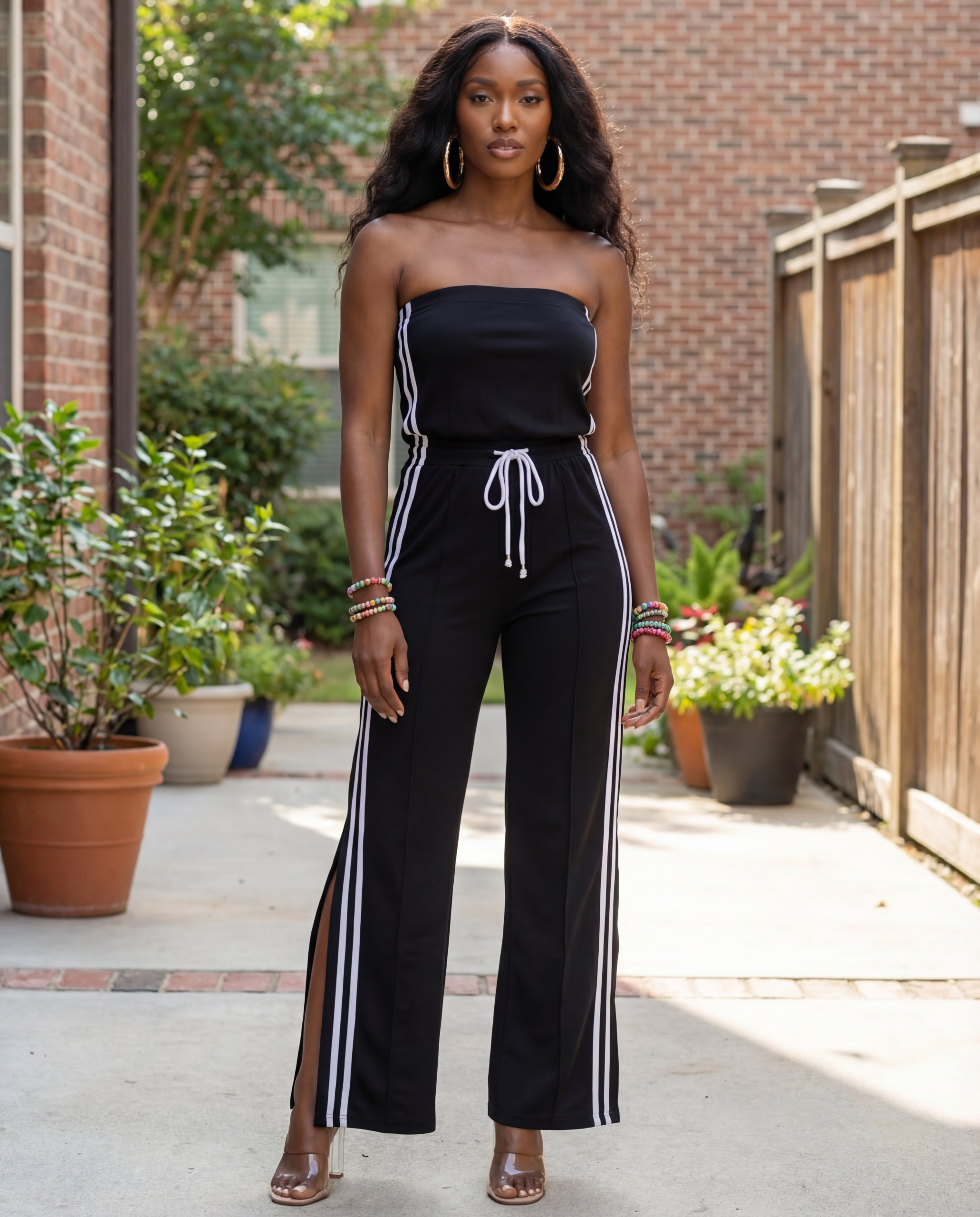 Solid Side Stripe Jumpsuit - Jay Simone