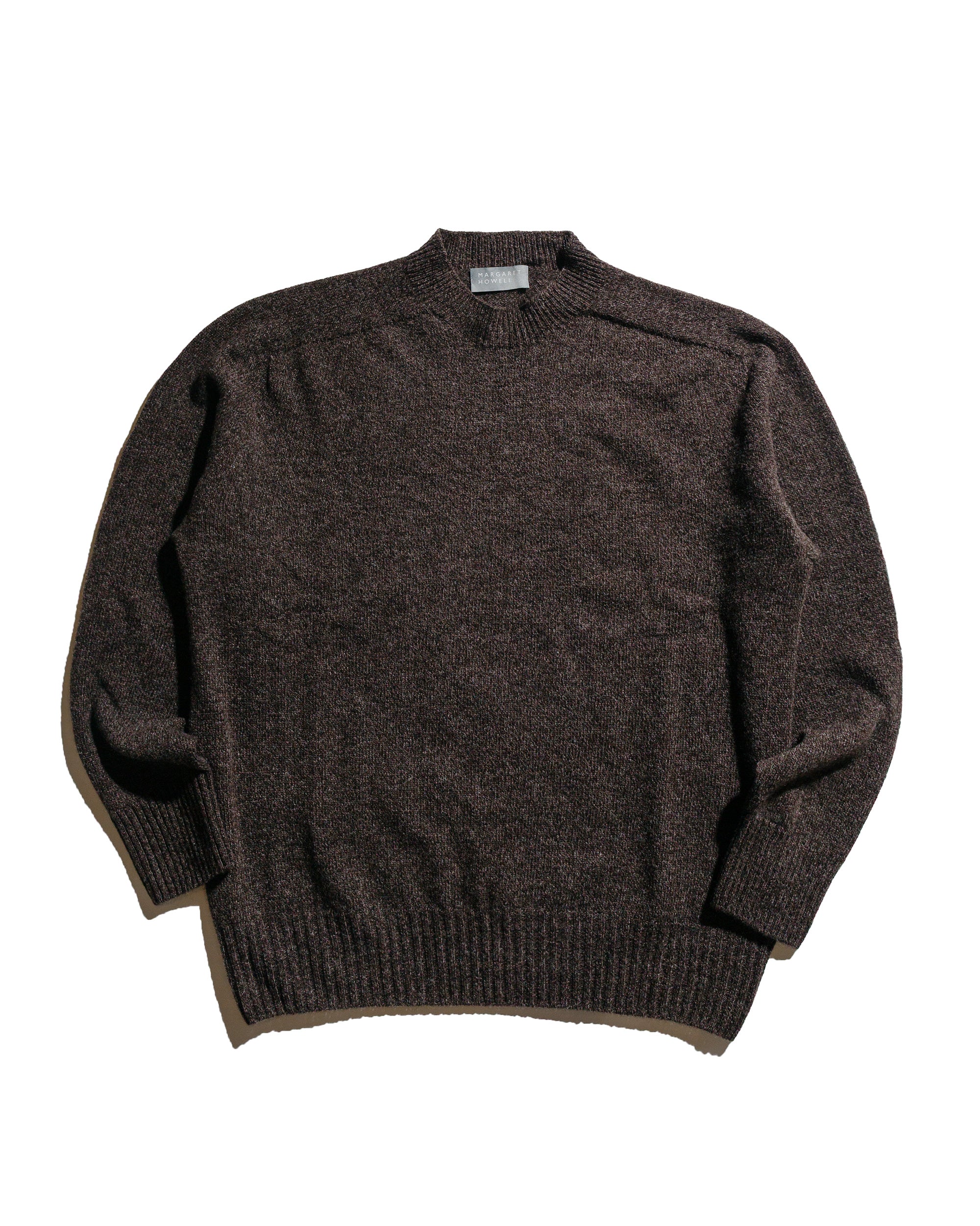 Margaret Howell Seamless Crew Neck Yak Wool Cashmere Blend Coffee Twis