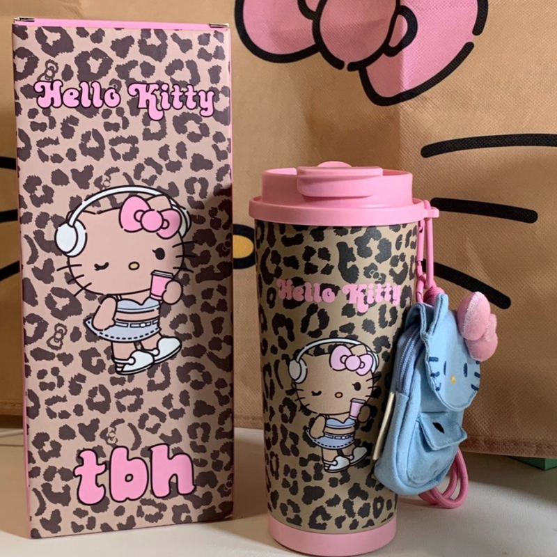 H2579 Hello Kitty X tbh 豹紋黑皮限定隨行保溫杯