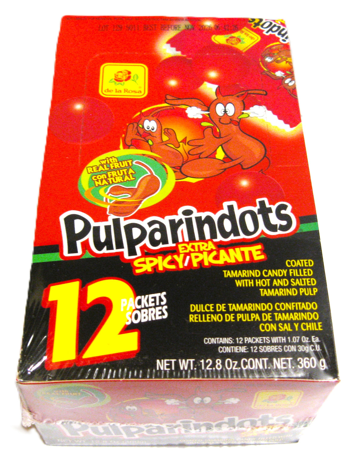 De La Rosa Pulparin Dots Extra Hot 1.07oz pack or 12ct box