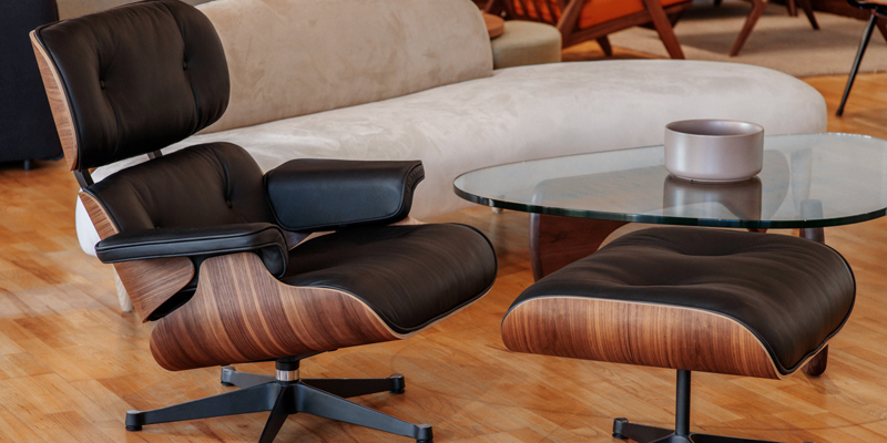 イームズ ラウンジチェア&オットマン 本革 木製 回転式 リビング リ
