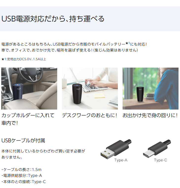 Panasonic（パナソニック） F-GMU01(K) ナノイー発生機 USB電源対応