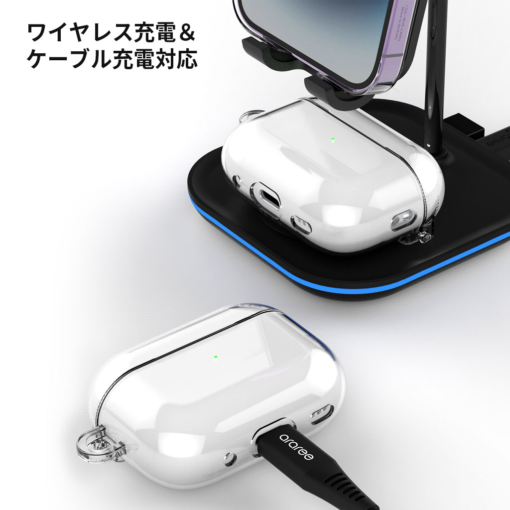 AirPods Pro2 本体 充電ケース付き araree AirPods Pro 2 ハードクリア