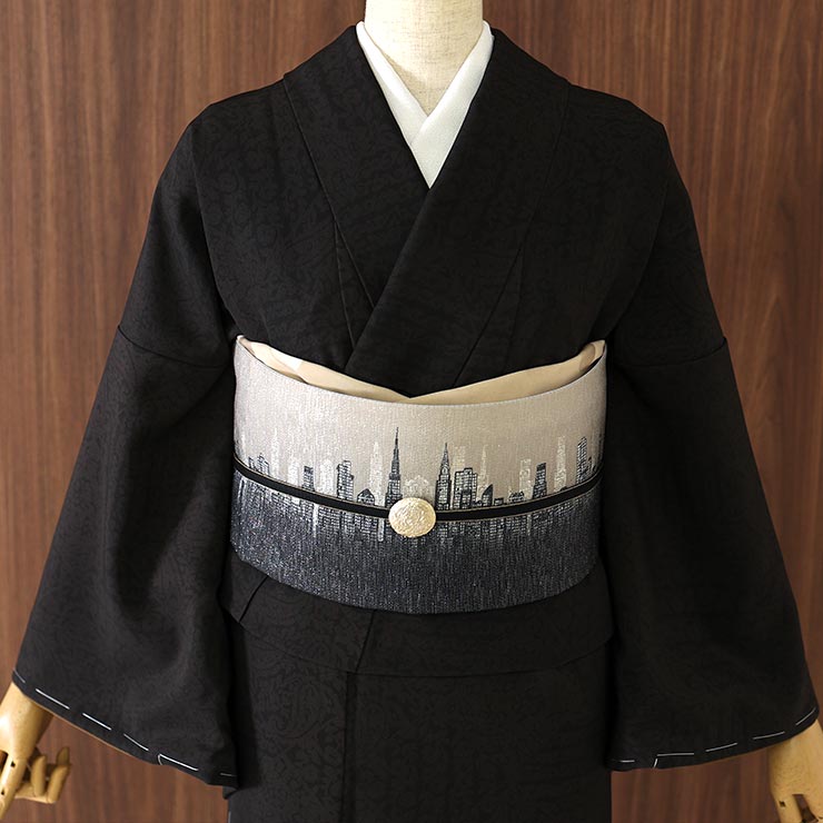 洗える 着物] 小紋 着物 袷 小花ペイズリー ダークブラウン 焦げ茶 JMA