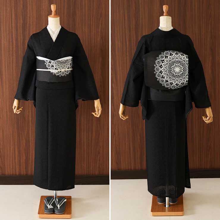 夏帯] 夏名古屋帯 切子レース (麻/黒) 麻 リネン 日本製 名古屋帯 京