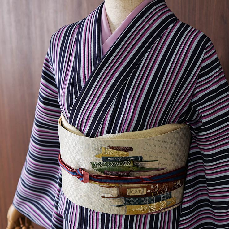 正絹 名古屋帯] 召しませ花 一重太鼓 京袋帯 お昼寝ネコ（サンド