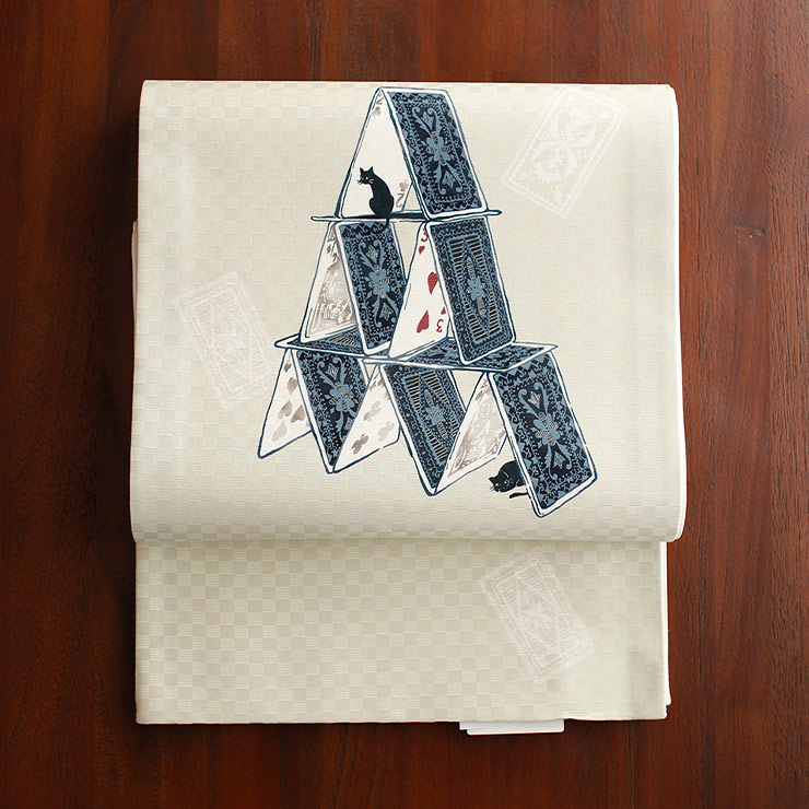 正絹 名古屋帯] 召しませ花 一重太鼓 京袋帯 トランプタワー