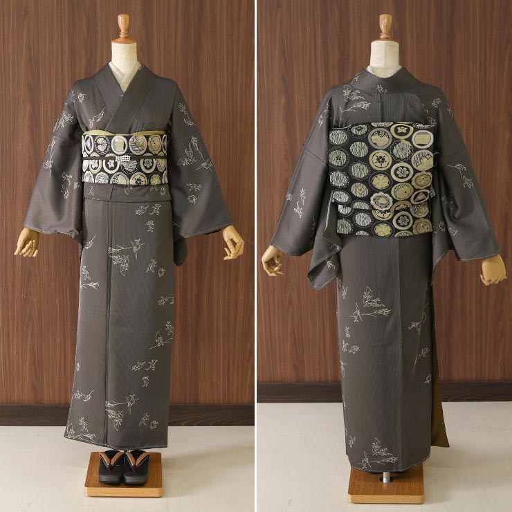 洗える着物] 創世舎 袷 モダン小紋 東レ シルック きもの 鳥獣戯画