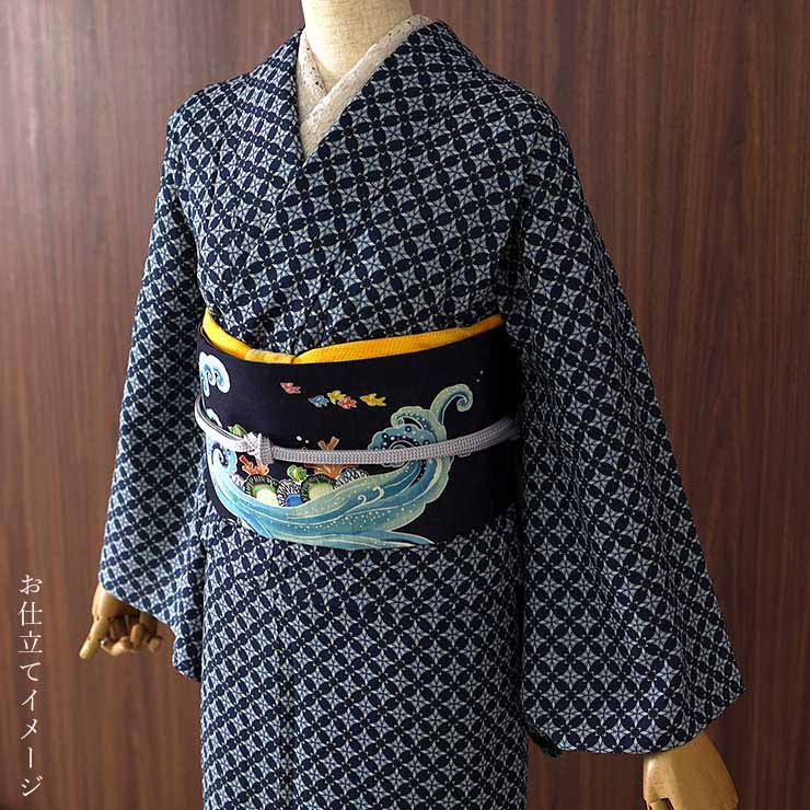 セオα] 浴衣 反物 七宝 (濃紺) 洗える ゆかた 夏きもの お誂え 青