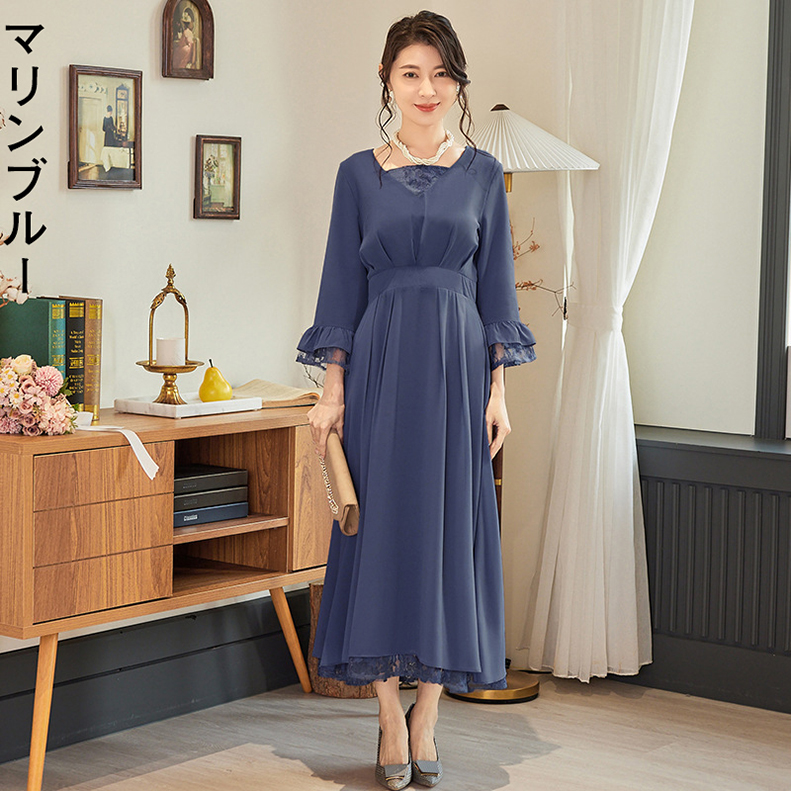 ワンピースきれいめレディース大人セレモニーフォーマルひざ丈上品