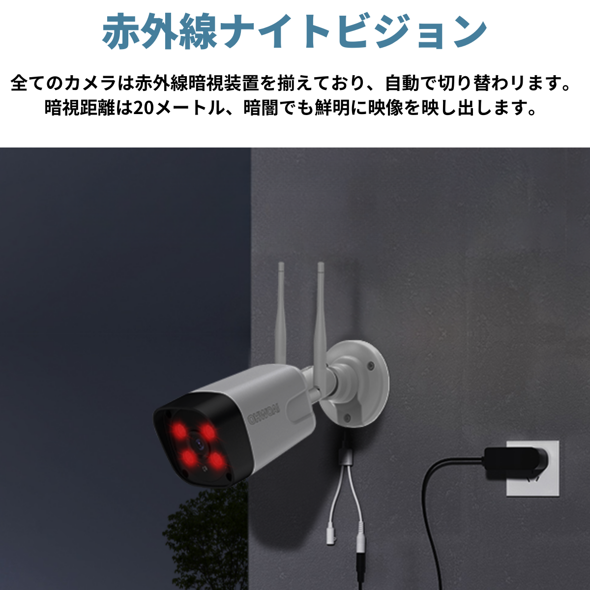 防犯カメラ 屋外 wifi 家庭用 セット ワイヤレス モニター付き 500万