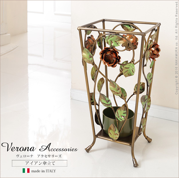 傘立て 傘たて ローズ 装飾 バラ 薔薇 アイアン製 花 植物 ツタ