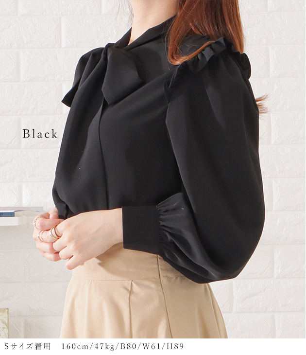 Lace Ladies（レースレディース） ボウタイ付き肩フリルブラウス 女性