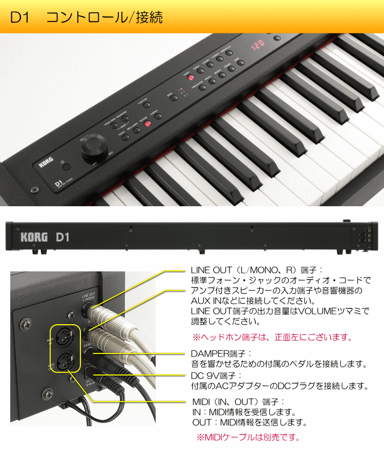 KORG（コルグ） D1 スピーカーレス 電子ピアノ : 楽器のことならメリー