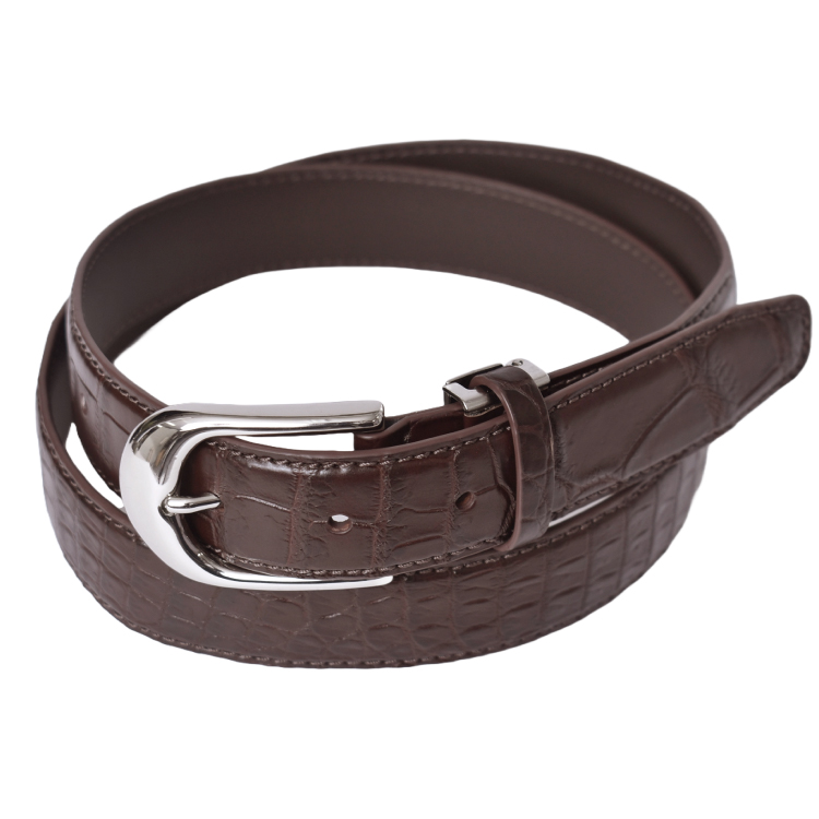 MGSABLE メンズ ベルト クロコダイル 本革 ワニ革 レザーベルト 細め