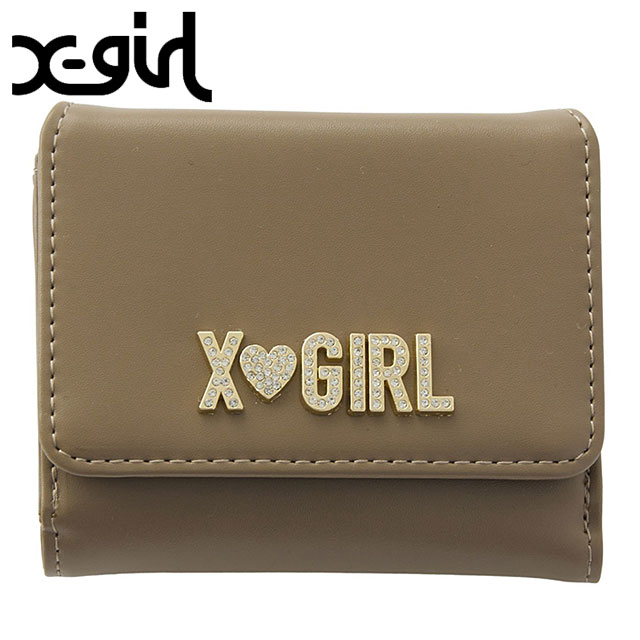 X-girl（エックスガール） ラインストーンラベル ミニウォレット