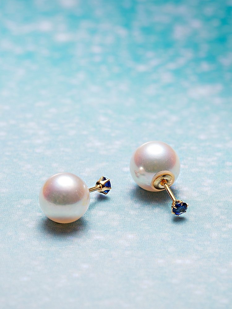 Gemini [ムーンレーベル 公式] サファイア パール ピアス サファイア