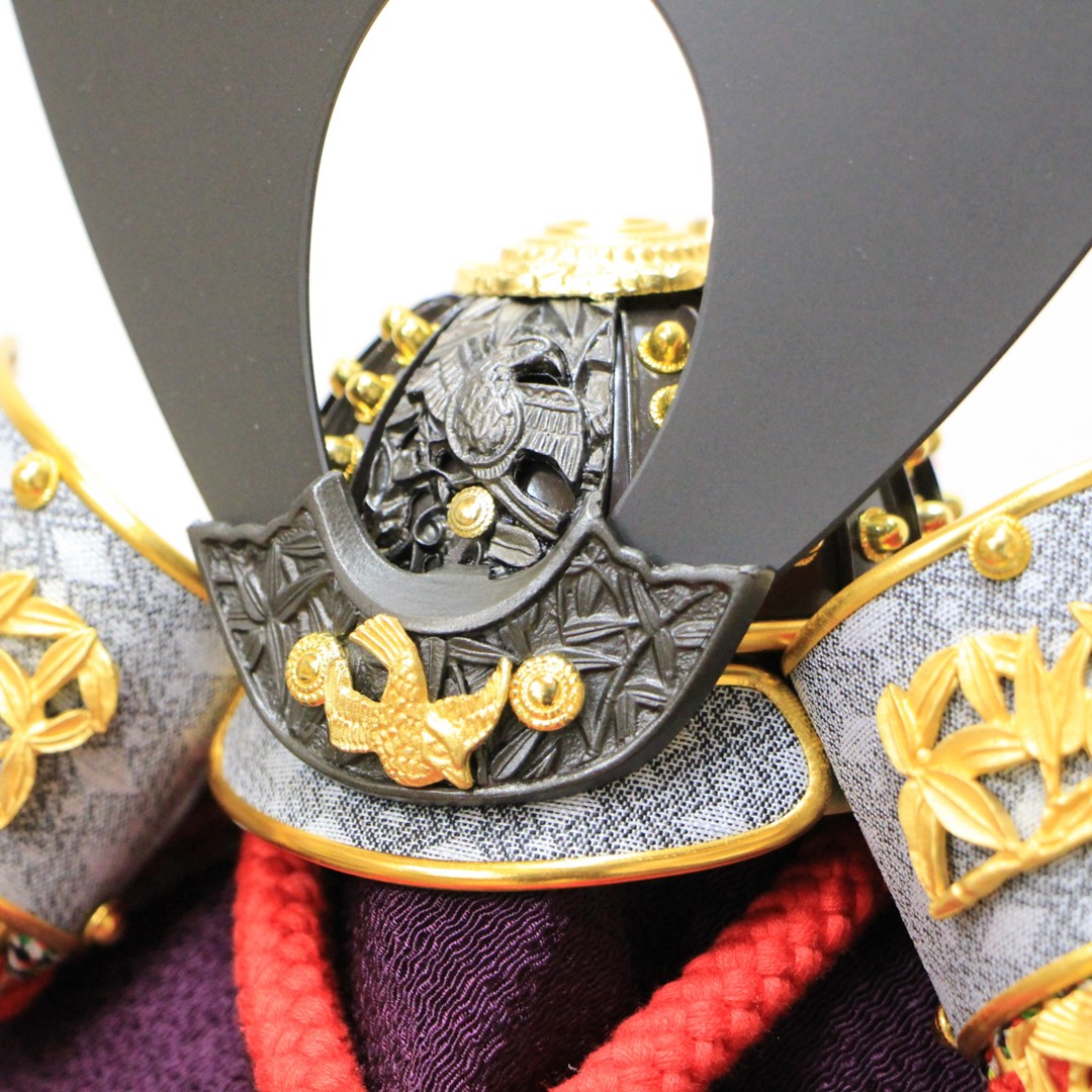 五月人形 一徳作 国宝デザイン兜 8号 竹雀兜 金箔押し小札 紗張り京櫃