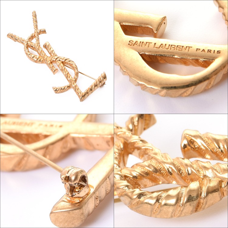 SAINT LAURENT [在庫処分] サンローラン ブローチ カサンドラ YSL ロゴ