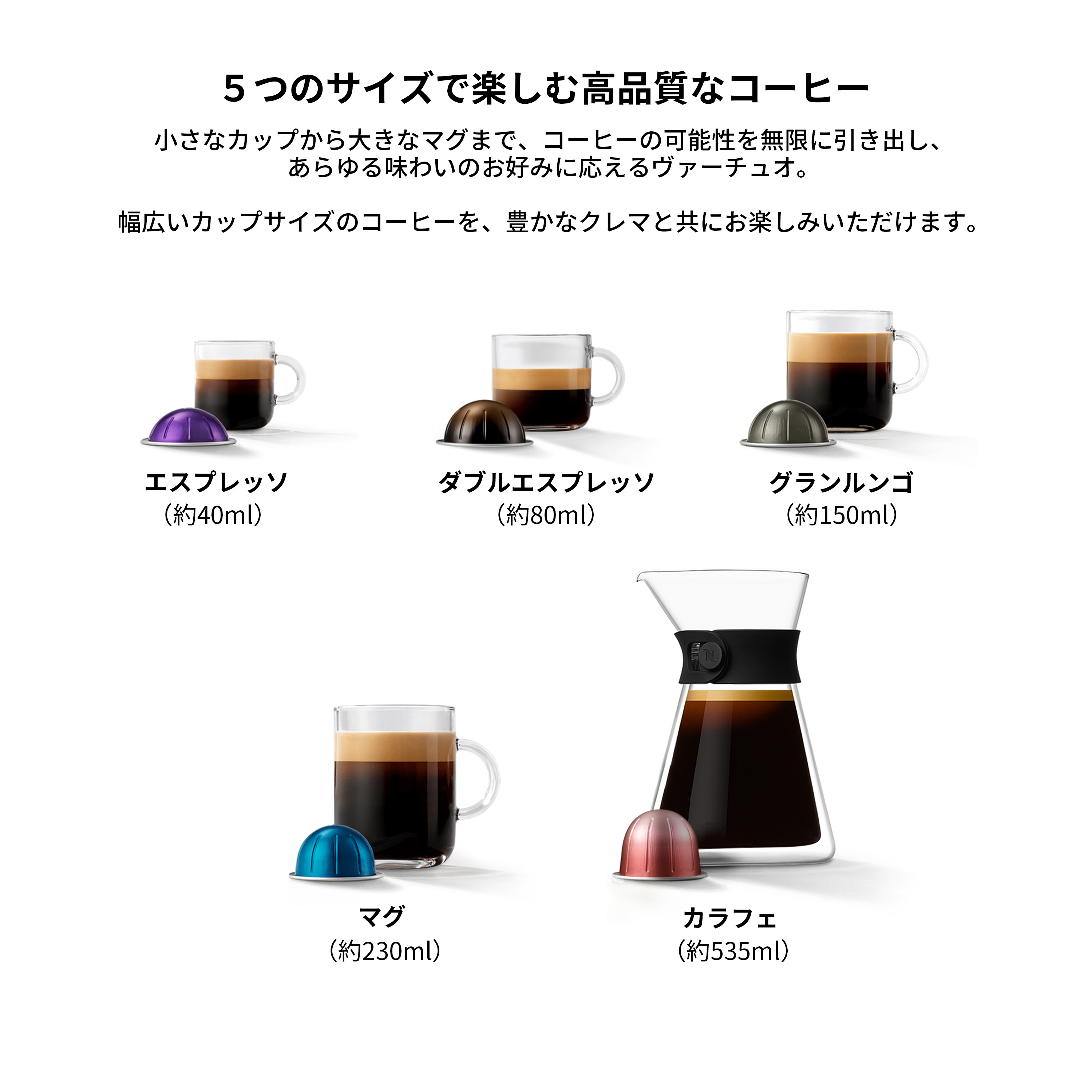 ネスプレッソ 公式 ヴァーチュオ マグ4本セット 4種（40カプセル
