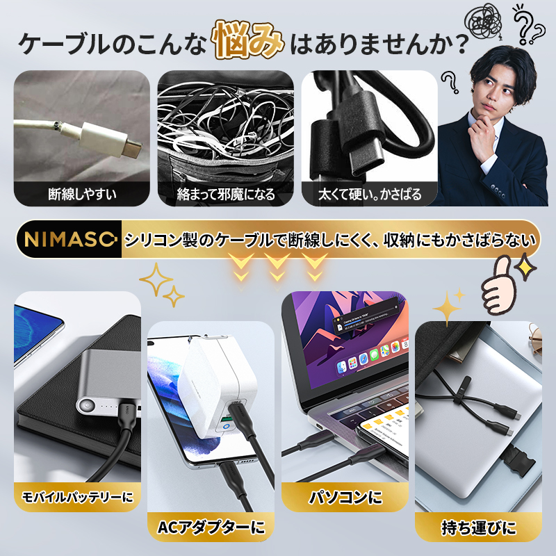 NIMASO（ニマソ） NIMASO iPhone15 Type-C To Type-C USB2.0 60w 急速